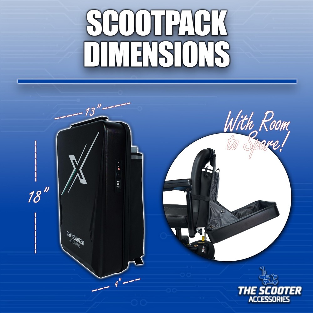 ScootPack Lockable Laptop Suitcase Backpack for Mobility Scooters & Powerchairs