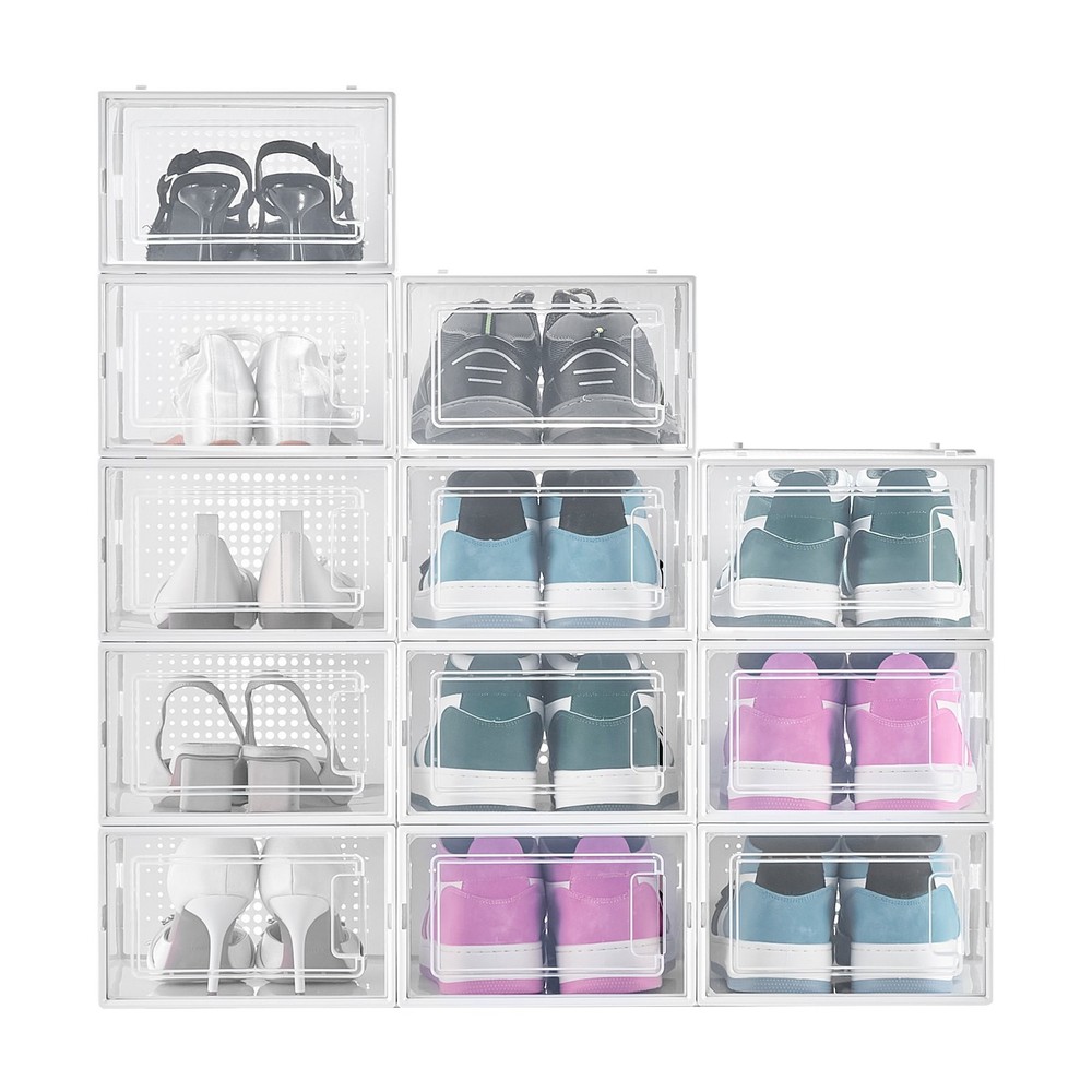 Shoe Storage Boxes,12 Pack Stackable Shoe Boxes Storage Organizers,Fit up to U