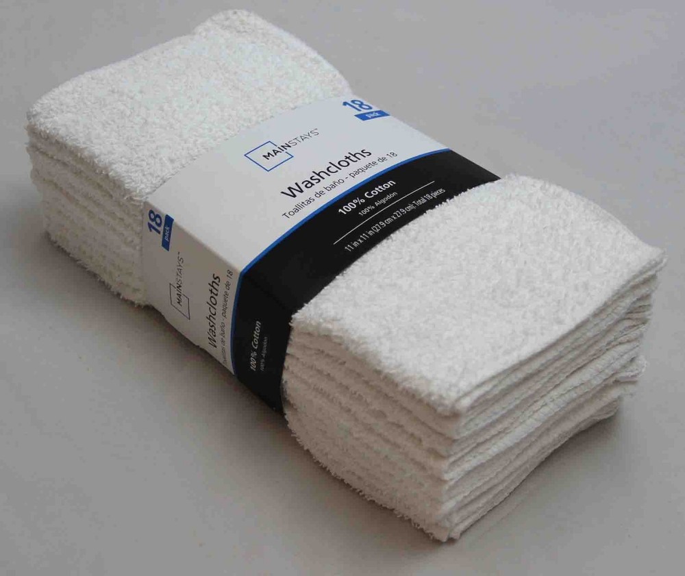 Mainstays 18-Pack Washcloth Bundle, White