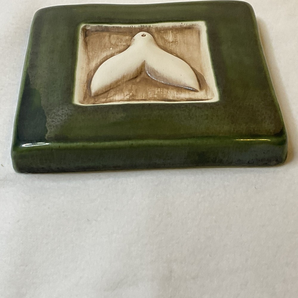 Whale Tail- Pottery Square Tile - 4-3/4"