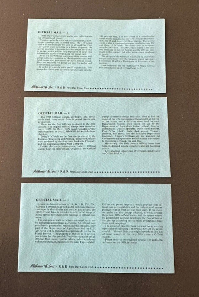 (3) 1983 Artmaster FDC - Official Mail First Day Covers - Washington DC