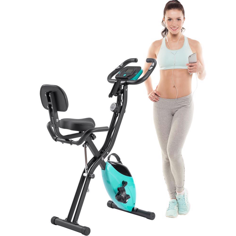 Large LCD Display Functional Foldable Design Exercise Bike - Black+Green