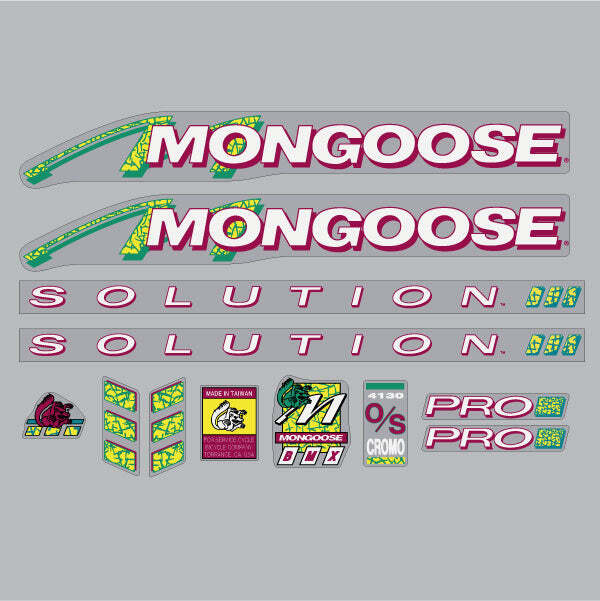 Mongoose - 1991 Solution FOR BLUE FRAME Decal set - old school bmx