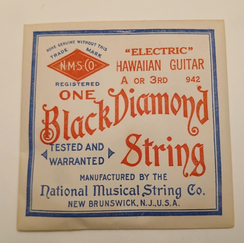VINTAGE BLACK DIAMOND STRING ENVELOPE  CASE CANDY DISPLAY  " ELECTRIC HAWAIIAN "