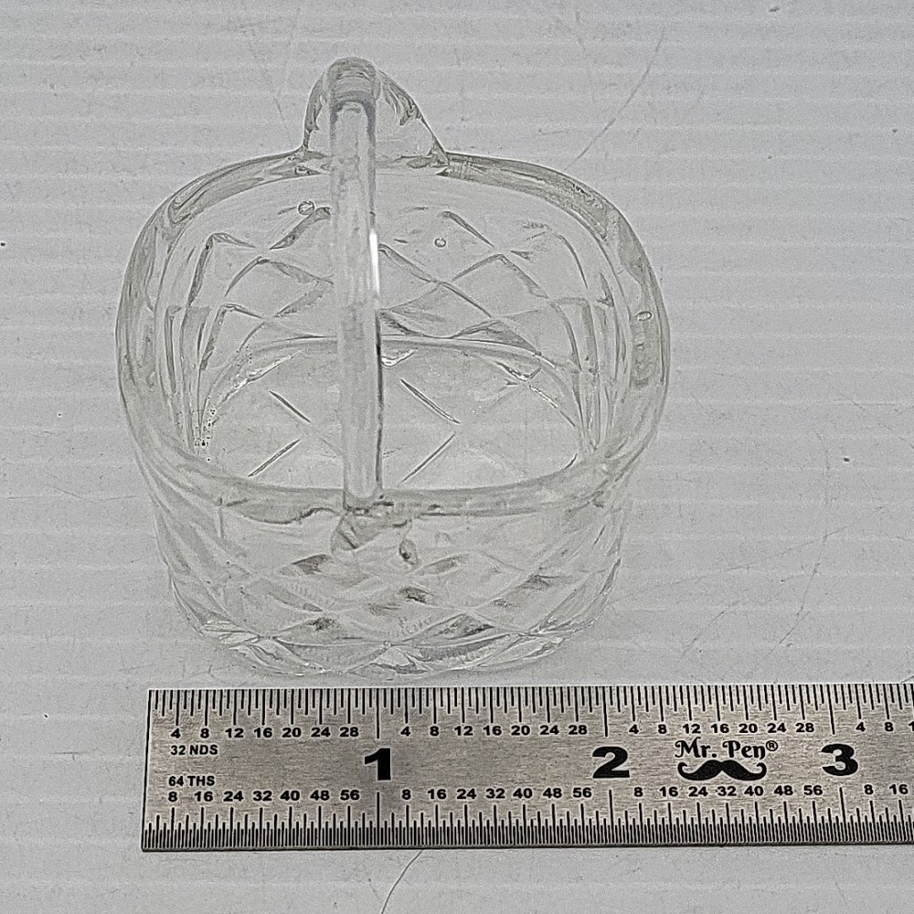 Small Clear Glass Square Open Basket Used