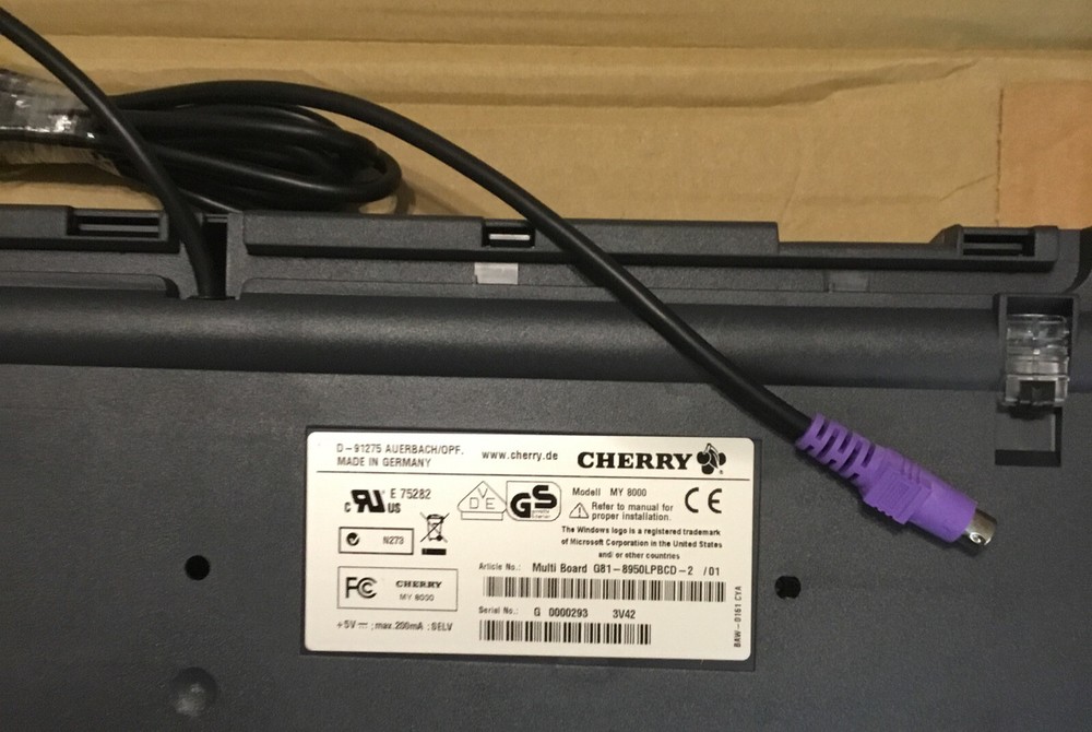 Cherry MY8000 PS/2 Programmable Keyboard w/ Built-In Card Reader G81-8950LPBCD-2