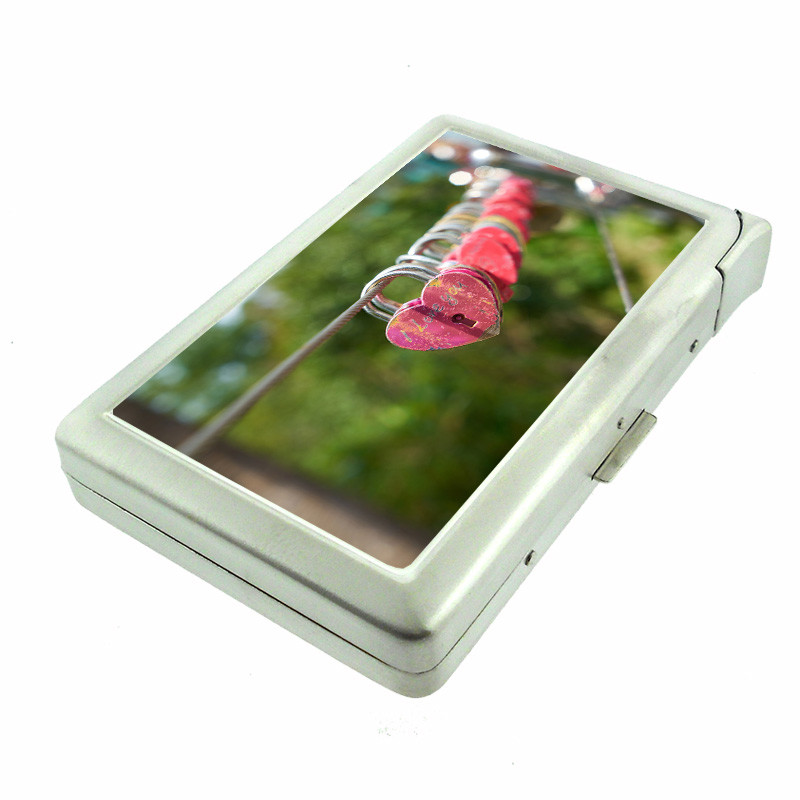 Love Lock Em1 Cigarette Case with Built in Lighter Metal Wallet