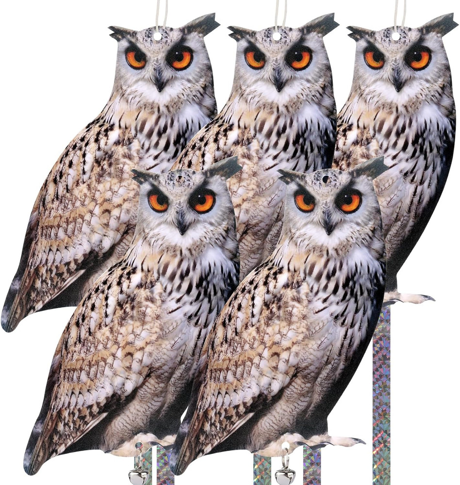 5 Pack Owl Scare Reflective Hanging Owl Decoration, Effective Owl Control Device