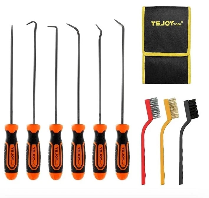 YSJoyTool 9-Pc Precision pick and hook, With three wire brushes,and Case.