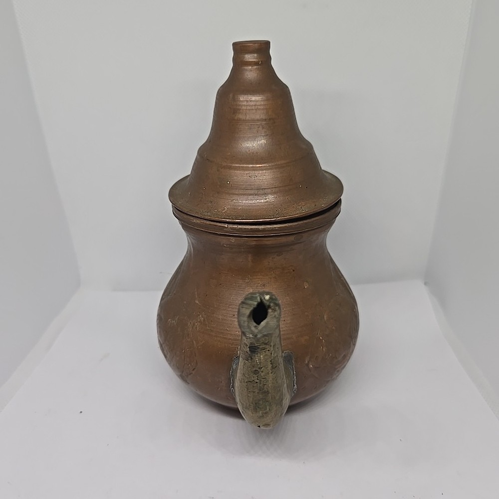 Vintage Solid Etched Brass Dallah Coffee Pot