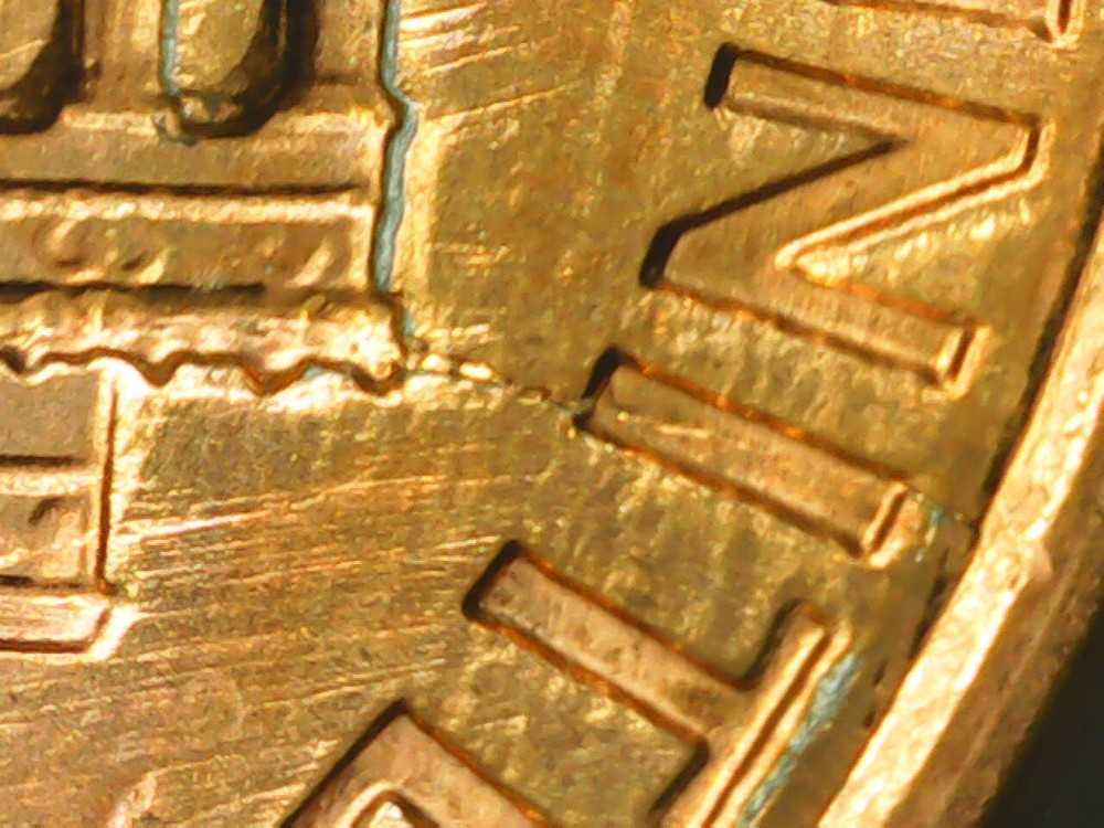 1990 Penny Die Crack Reverse