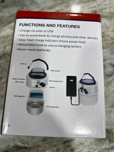 4 Patriots Solantern Solar Powered Lantern NEW
