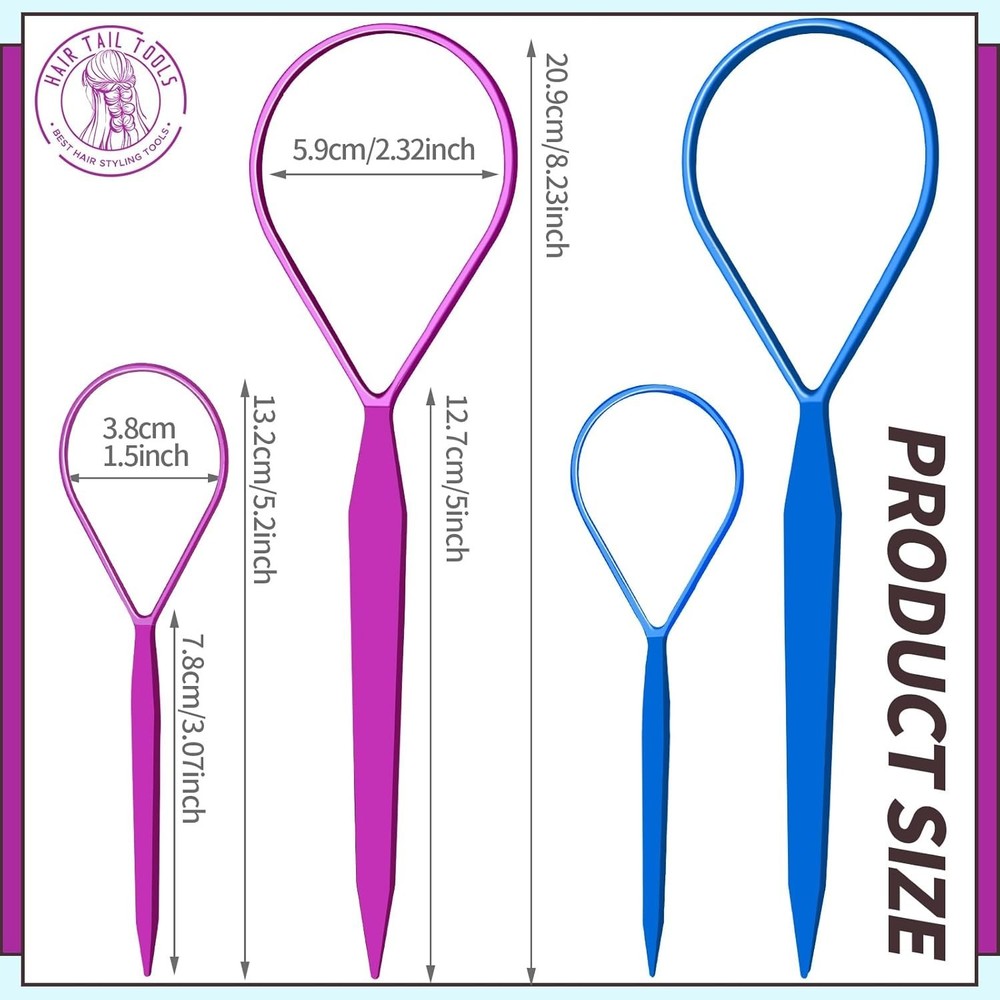 Ponytail Pull Through Tool for All Hair Types Lightweight and Easy to Use