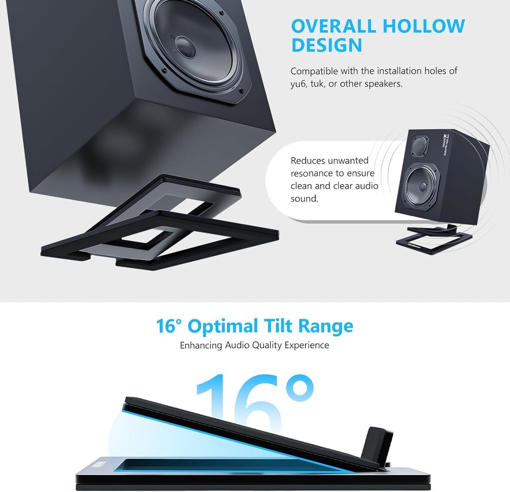 C-1 Desktop Speaker Stands for Small Speakers Tilted Tabletop Steel Computer