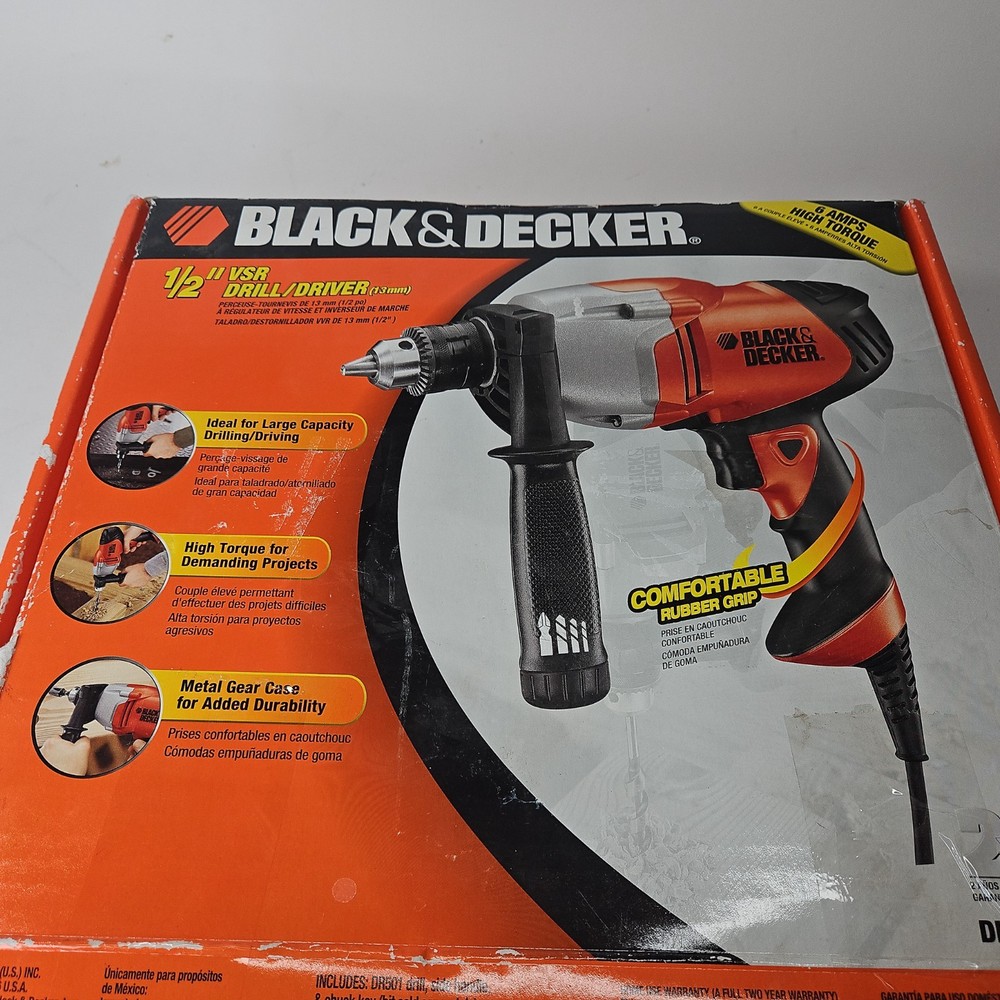 BLACK & DECKER 1/2" HEAVY DUTY VSR DRILL / DRIVER MODEL DR501