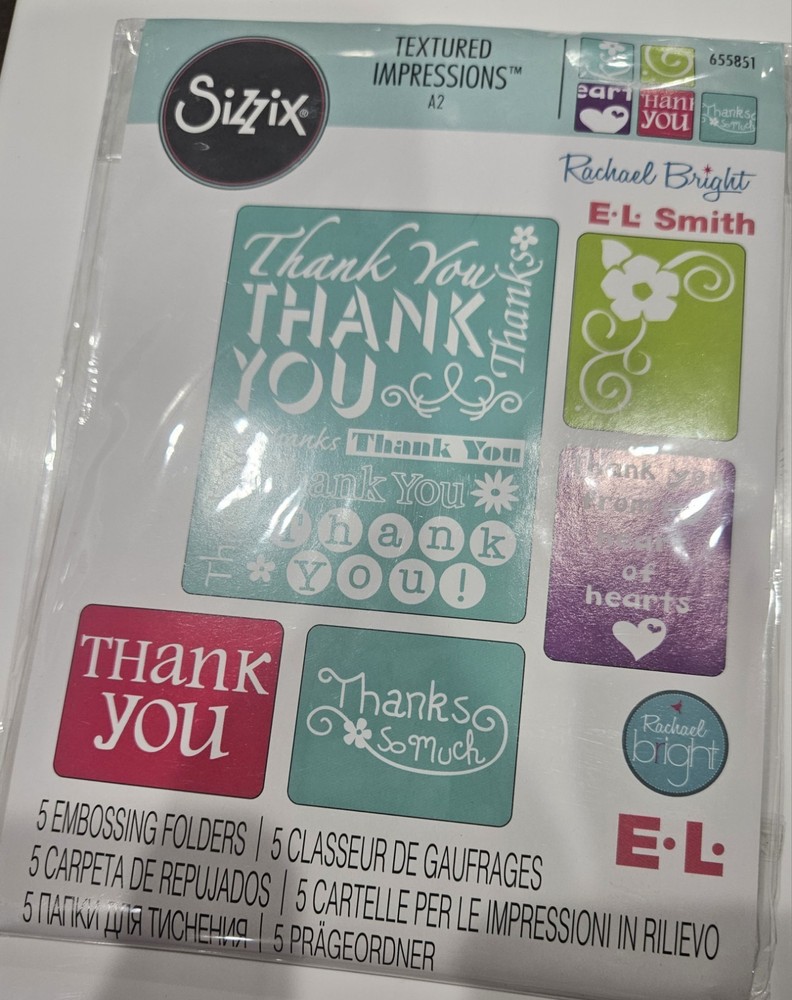 Ellison SIZZIX Texture Impressions Embossing Folder Set A2 655851 RACHAEL BRIGHT