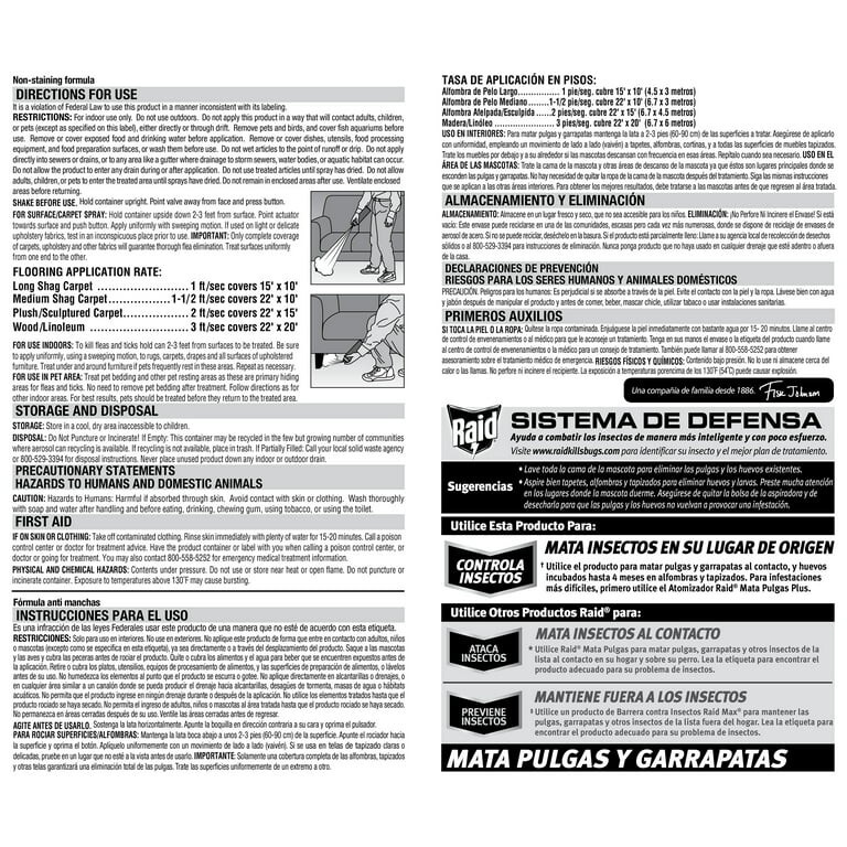 3 Pack Raid Flea Killer Plus Carpet & Room Spray Kills Fleas Bed Bugs Eggs 16 oz