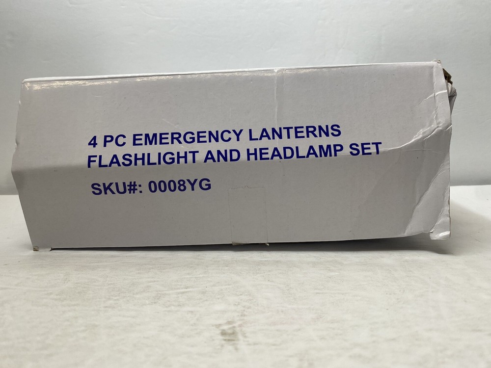 Smart Home 4 Piece Emergency Lanterns, Flashlight & Headlamp Set • Red