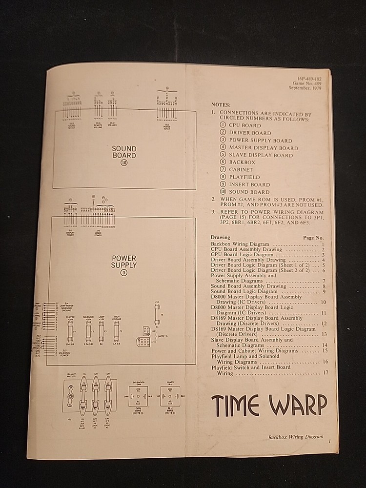 Williams TIME WARP Pinball Instruction Booklet/Handbook + Manual