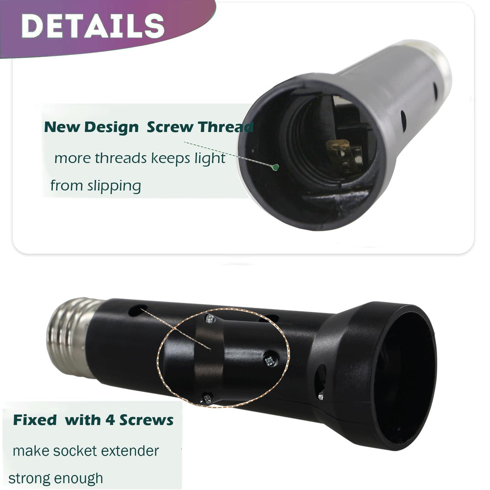 5.31 Inches Light Socket Extender, E26 to E27 Light Bulb Extension Socket Lamp L