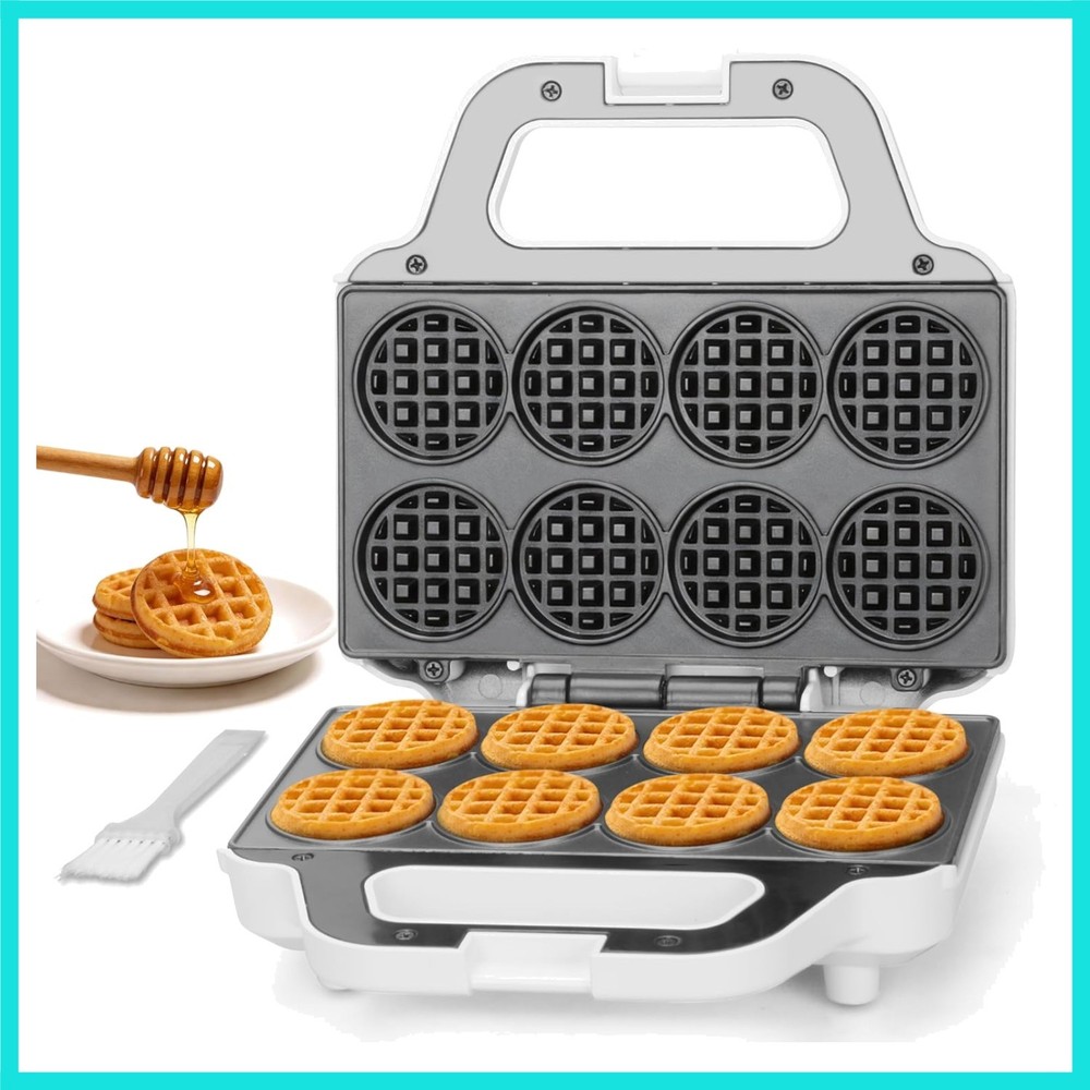 Mini Waffle Maker Machine, Tiny Waffle Bites Iron for Kids, Bake 8 x 2'' Tiny...