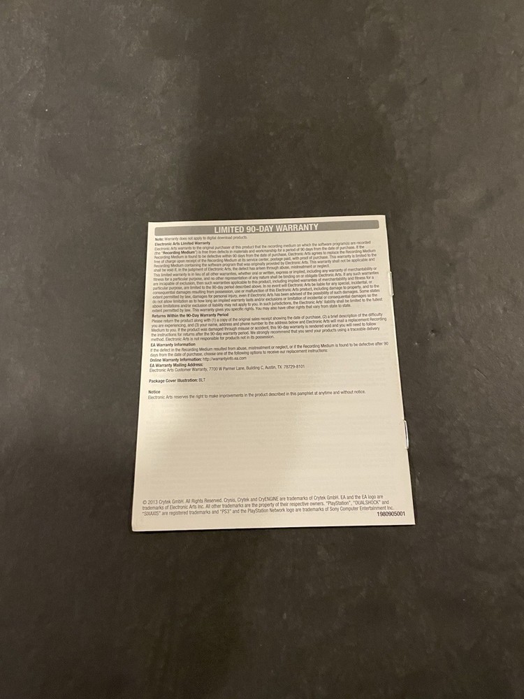 crysis 3 hunter edition ps3 Manual only