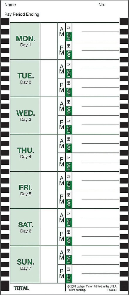Weekly Employee Time Card Pack, 100 Count E8 Thermal Print Timesheets, Single...