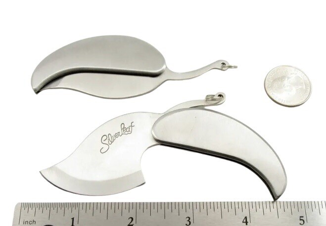 New Silver Leaf Folding Pocket Knife With Key Ring