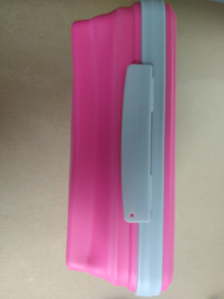 Flexi Storage Expendable Silicone Pencil Box Foldable Flexible Collapsible Pink