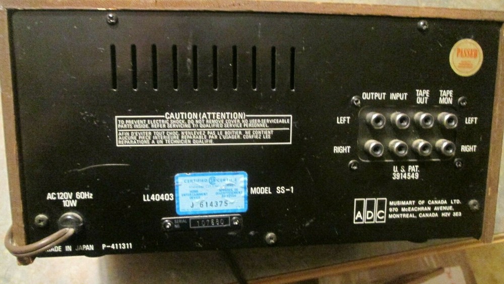 ADC STEREO FREQUENCY EQUALIZER Model: SS-1