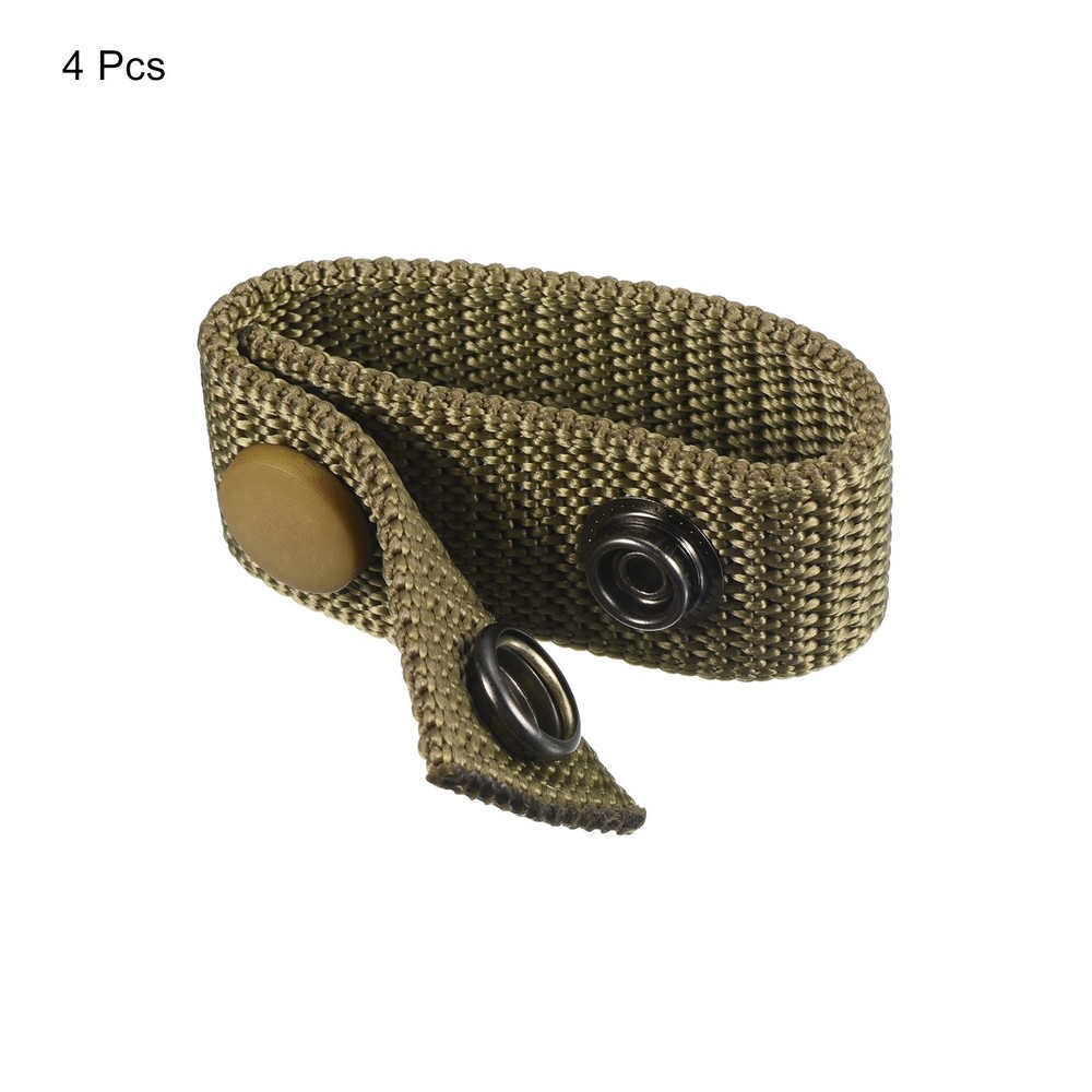 Belt Keeper, 4Pcs Nylon Webbing Loop with Double Snaps Belt, Khaki