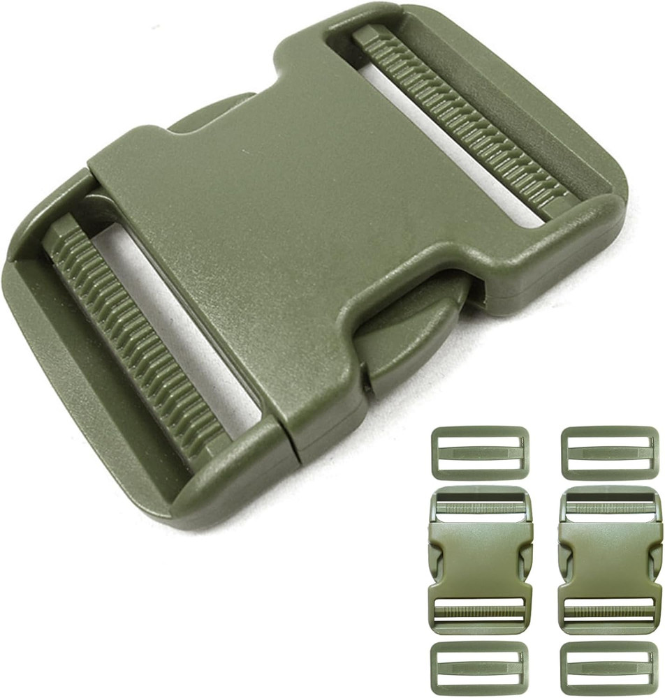 Dual Adjustable Quick Side Release Buckles Clips Snaps, Extra Thick Military Gra