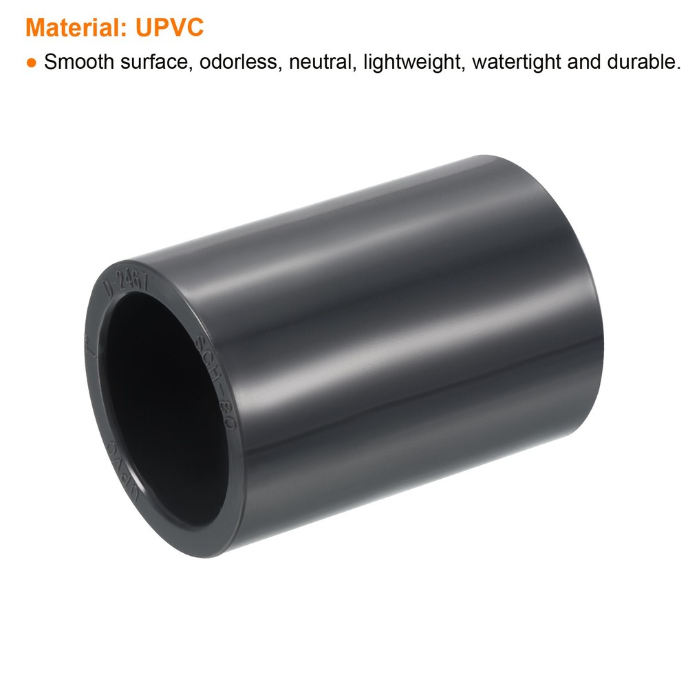 3pcs 1" Socket SCH80 UPVC Pipe Fitting Straight Coupling Connector Grey