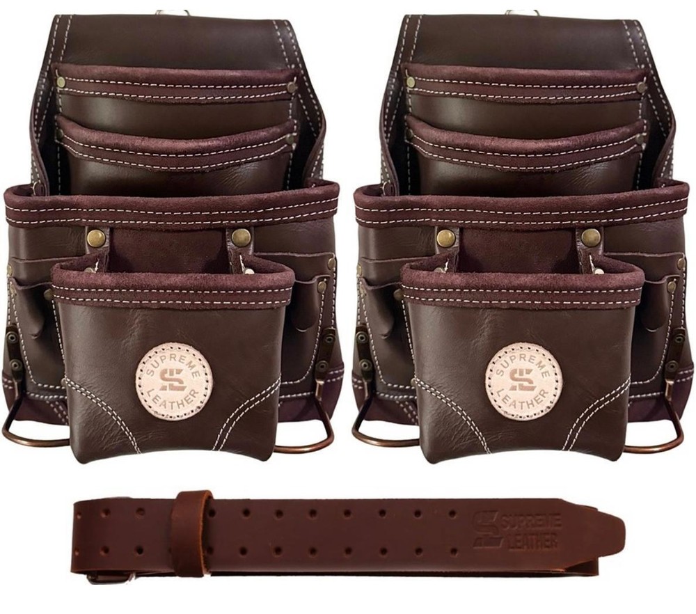 Professional Leather Tool Bag, Top-Grain Leather, Organizer, Protects Tools