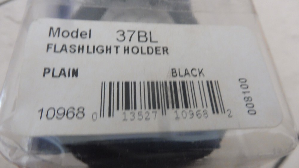 NIB BIANCHI PLAIN BLACK LEATHER FLASHLIGHT HOLDER BELT RING MDL. 37BL