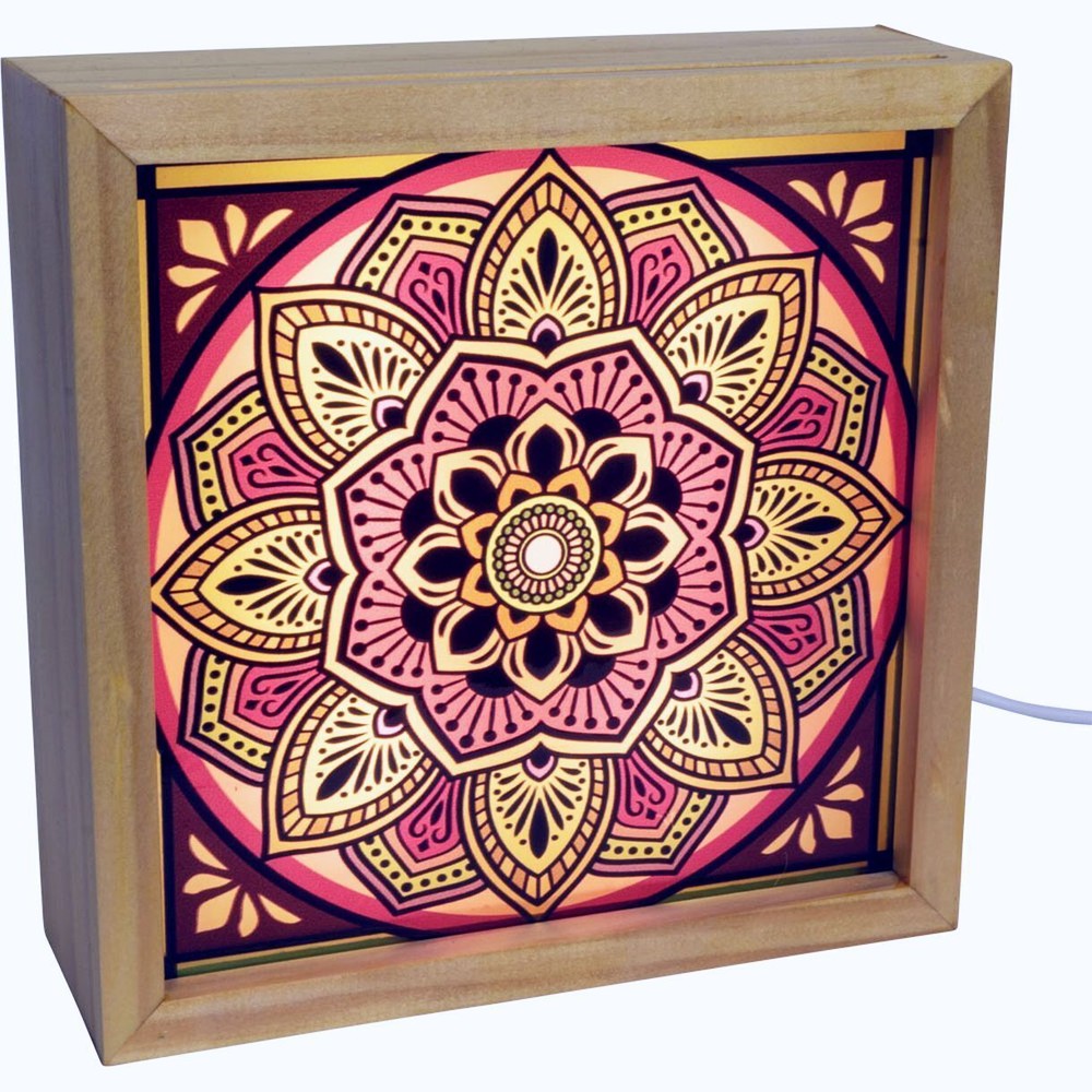 3 Panel Glass Lightbox, SRI YANTRA, METATRON, LOTUS FLOWER LIGHTBOX Night Light