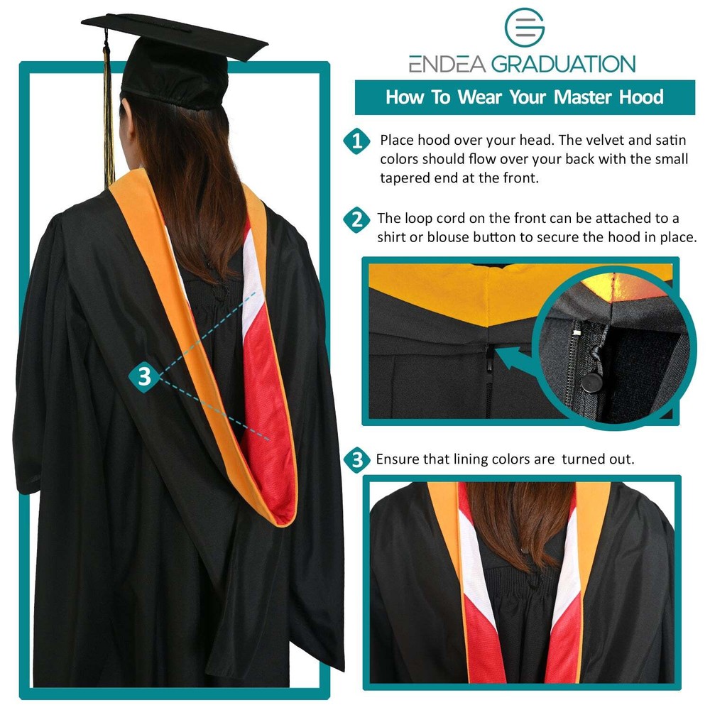 Endea Graduation Masters Hood For Education - Light Blue/Red/White