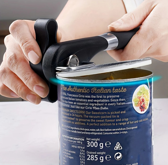 Plastic Hand-actuated Can Opener Safety Kitchen Tools Easy Grip Side Cut Manual