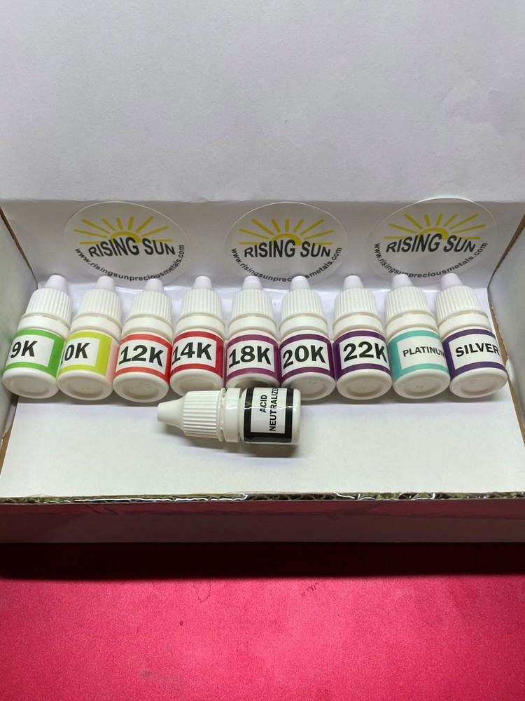 " Platinum", "Gold", "Silver", RISING SUN PRECIOUS METALS, acid test solution