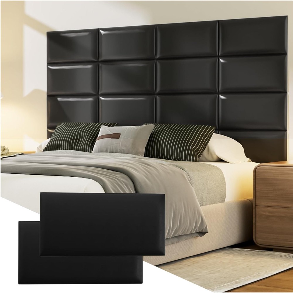 Luxurious PU Leather Soundproof Headboard Panels - Peel & Stick for Easy Setup