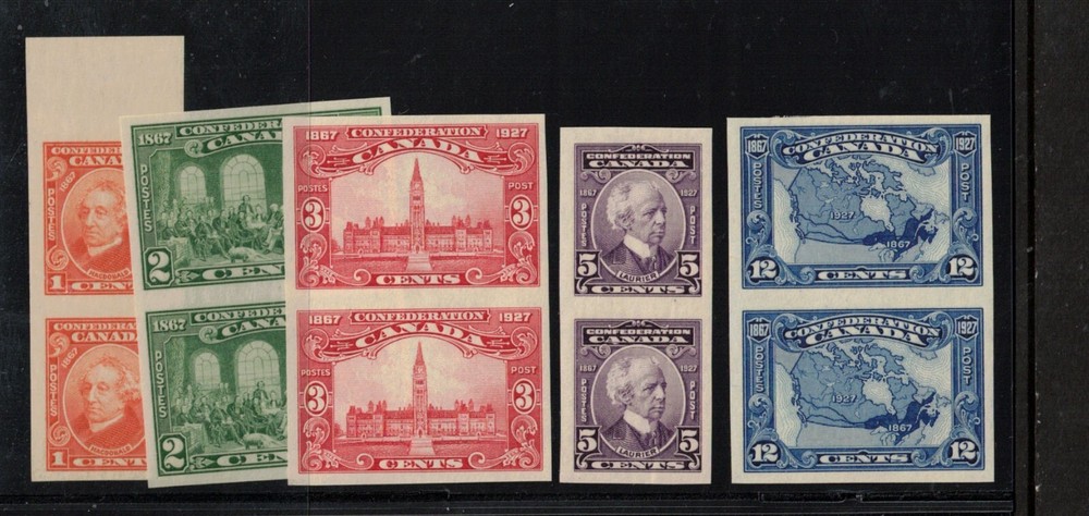 Canada #141a - #145a Extra Fine Never Hinged Imperf Pairs