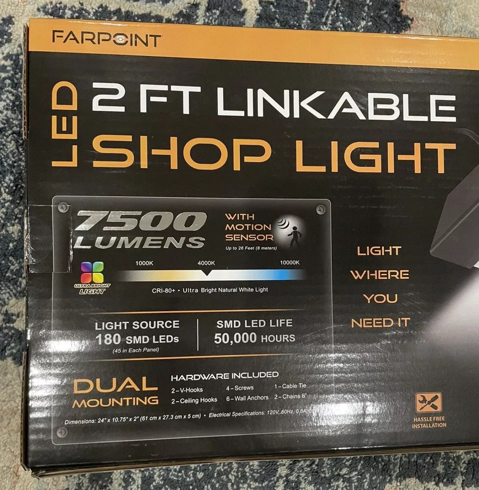 New 2ft Linkable Farpoint LED Shop Light Motion Sensor,7500 Lumens