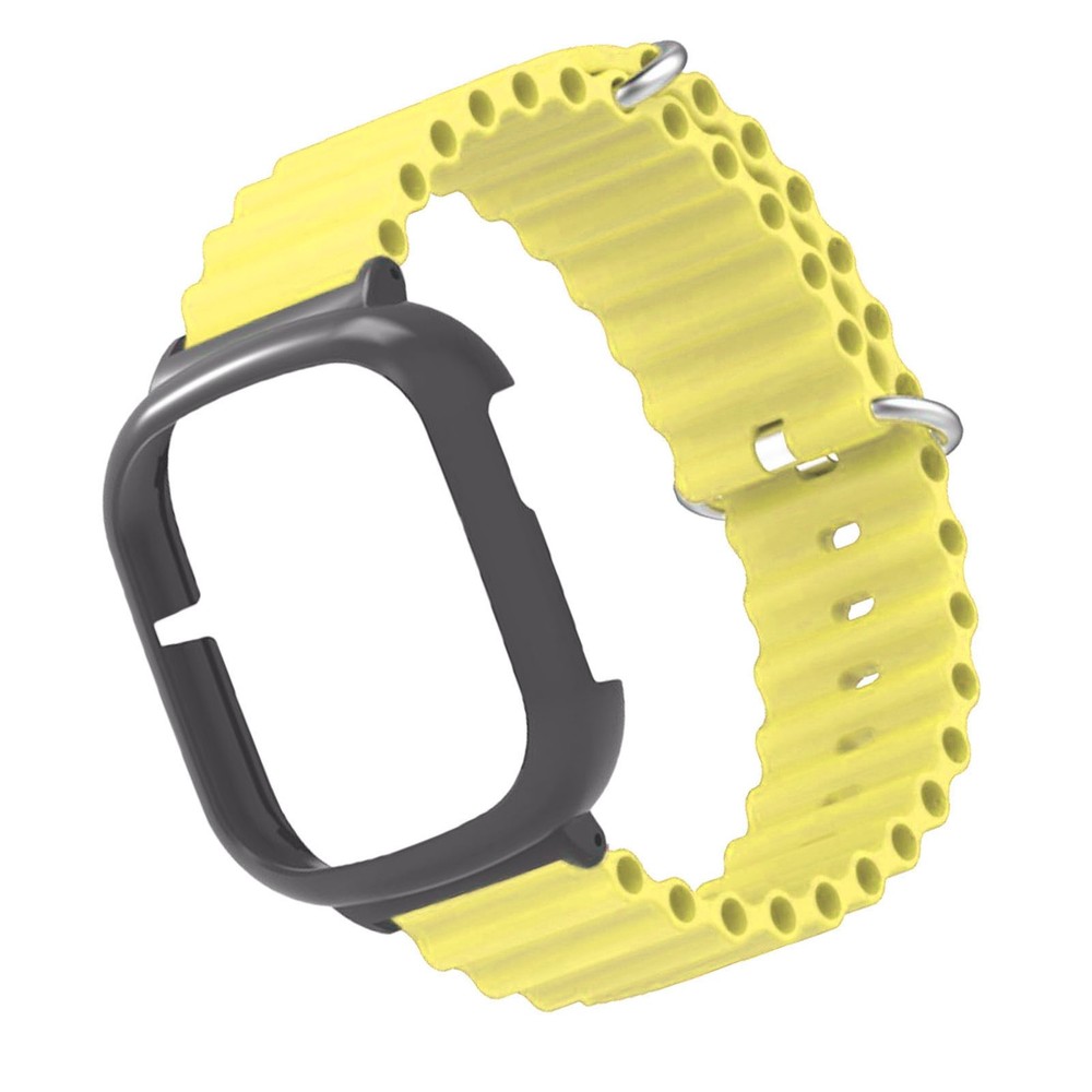 Silicone Watch Band With Case Replacement For Honor 4 Adjustable Strap (Yellow)