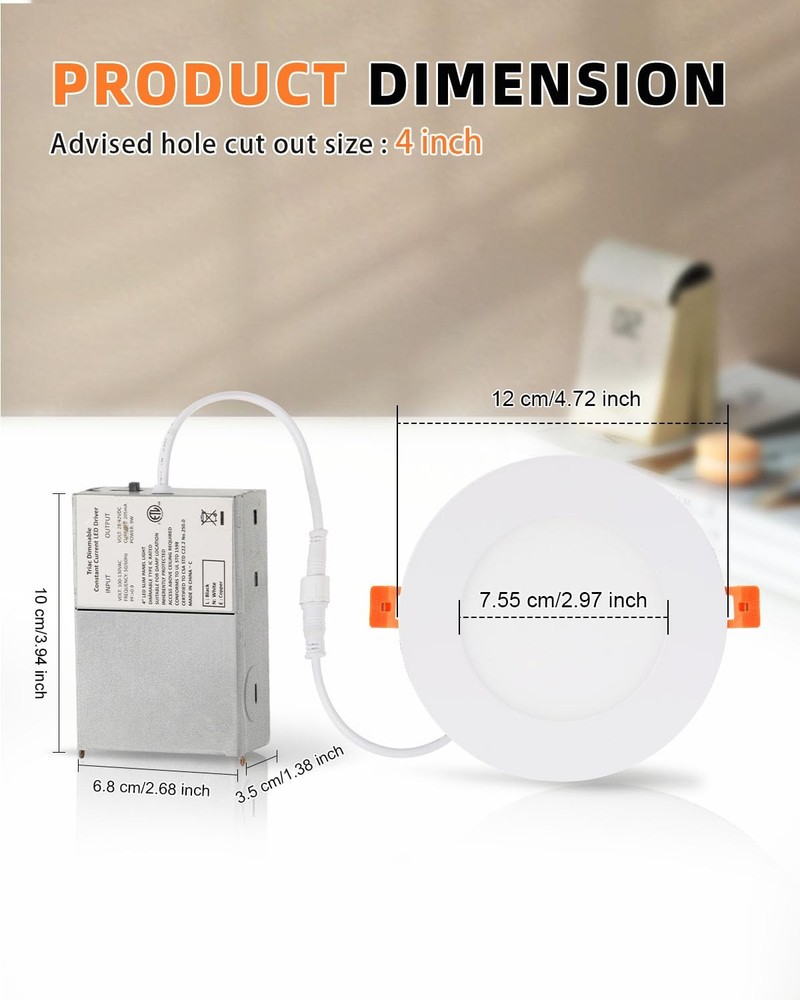 ZYC Recessed LED Ceiling Lights 4 inch 6 Pack 9W 800LM Dimable 5CCT Selectable