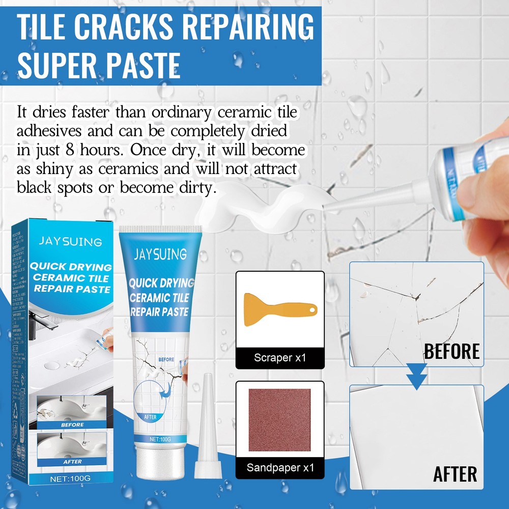 Ceramic Tile Repair Paste Kit Quick Drying for Ceramic Tub Toilet Stone Tile
