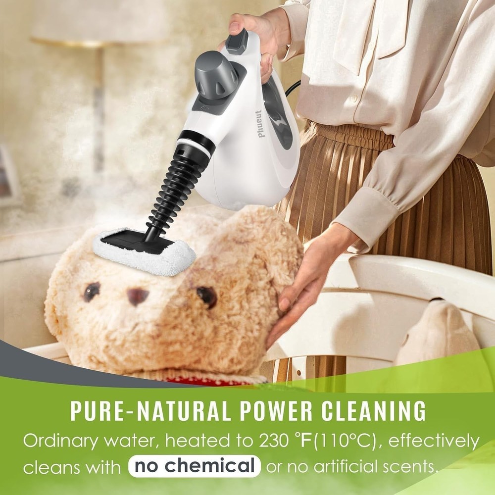 Pressurized Handheld Multi-Surface Natural Steam Cleaner with 12 pcs Accessor...