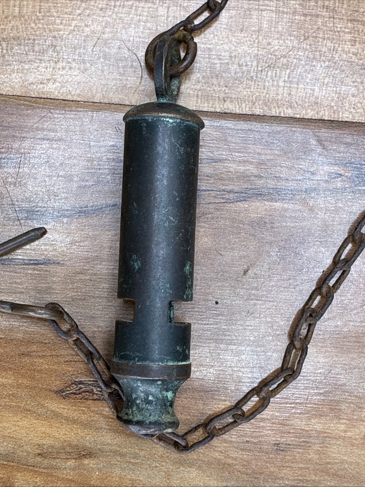 US WW1 Brass Trench Whistle With Chain & Hook UNMARKED