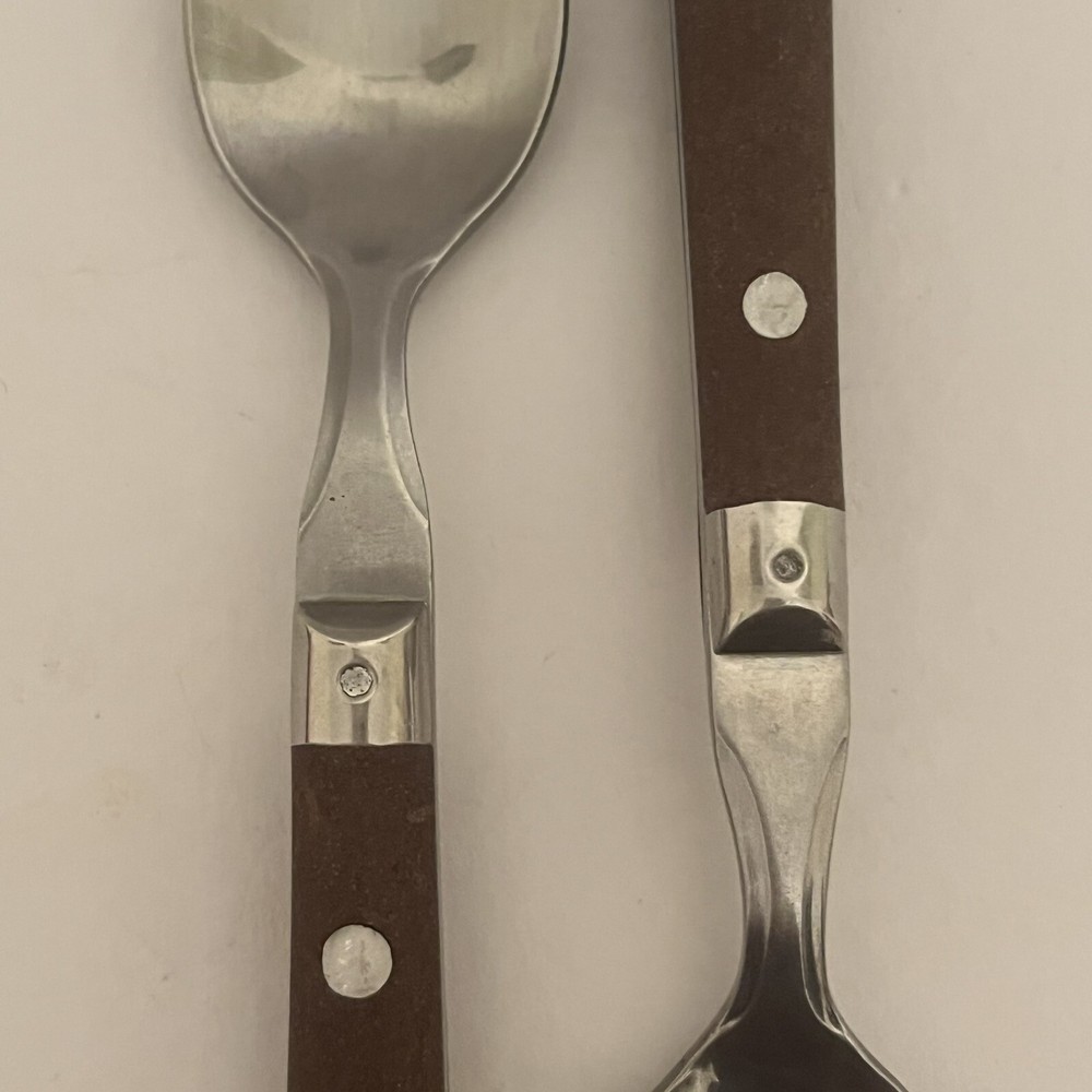 2 Tsps Washington Forge? Mardi Gras Stainless Brown Plastic Riveted Handle Korea