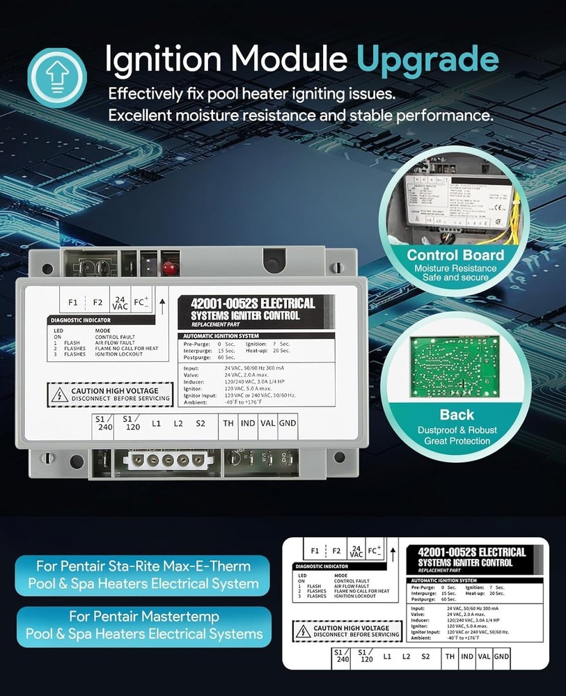 sixcow 42001-0052S Igniter Control Module Replacement for MasterTemp & Sta-Rite