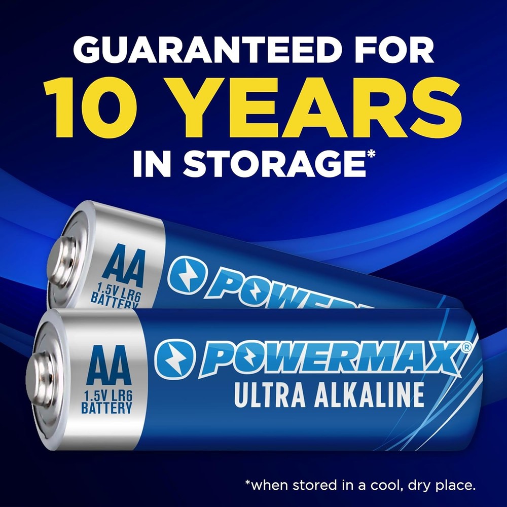 Powermax 24-Count AA Batteries, Long Lasting Alkaline Battery